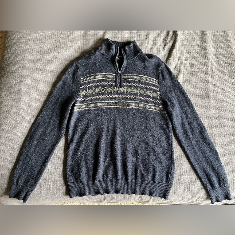 Wool-Blend Navy Quarter Zip | Banana Republic